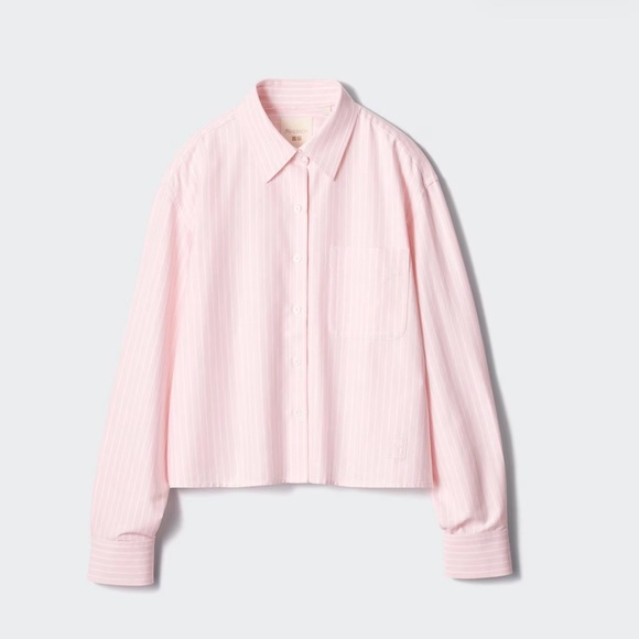 Uniqlo Tops - JW Anderson x Uniqlo pink striped boxy oxford shirt